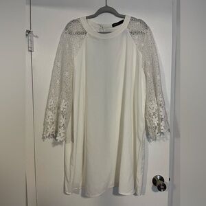 White Dress with Lace Sleeves